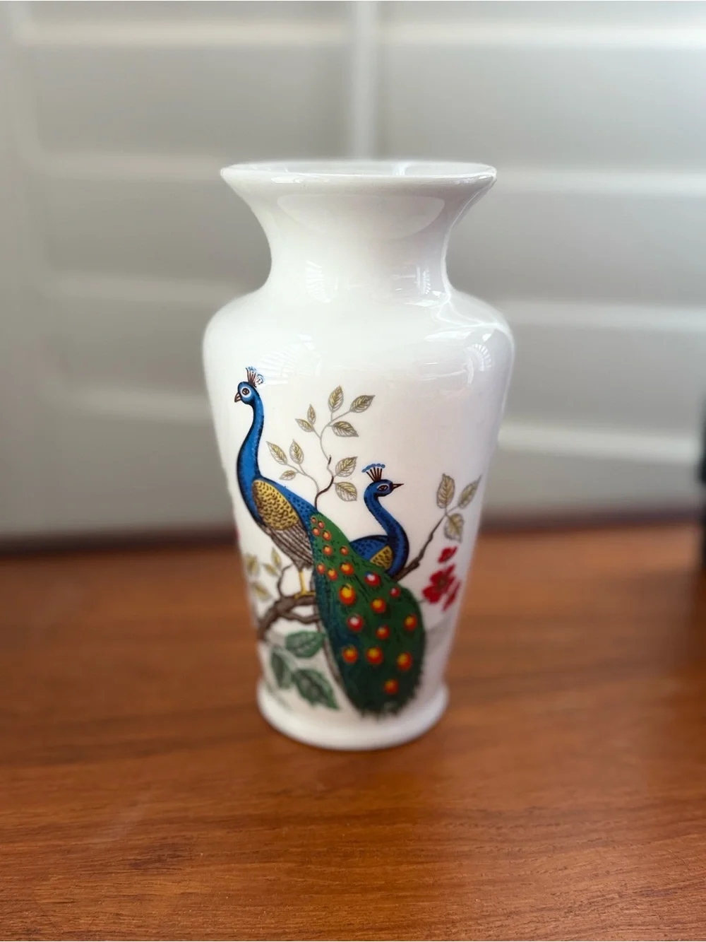 Vintage White Porcelain Peacock Accent Vase - White